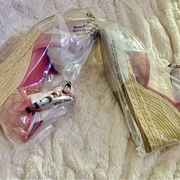 NEW Coach Raine Signature Jacquard Pink Espadrille Wedge Sandals Size 11M - Picture 12 of 16